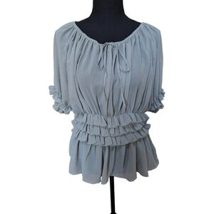 Romeo Juliet Culture Raffle Blouse Sz Small Light Grey Top